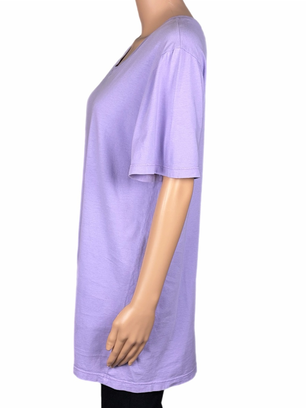 FLAX Purple Cotton V Neck Long Tunic Top Lagenlook Made USA Large - Picture 3 of 7